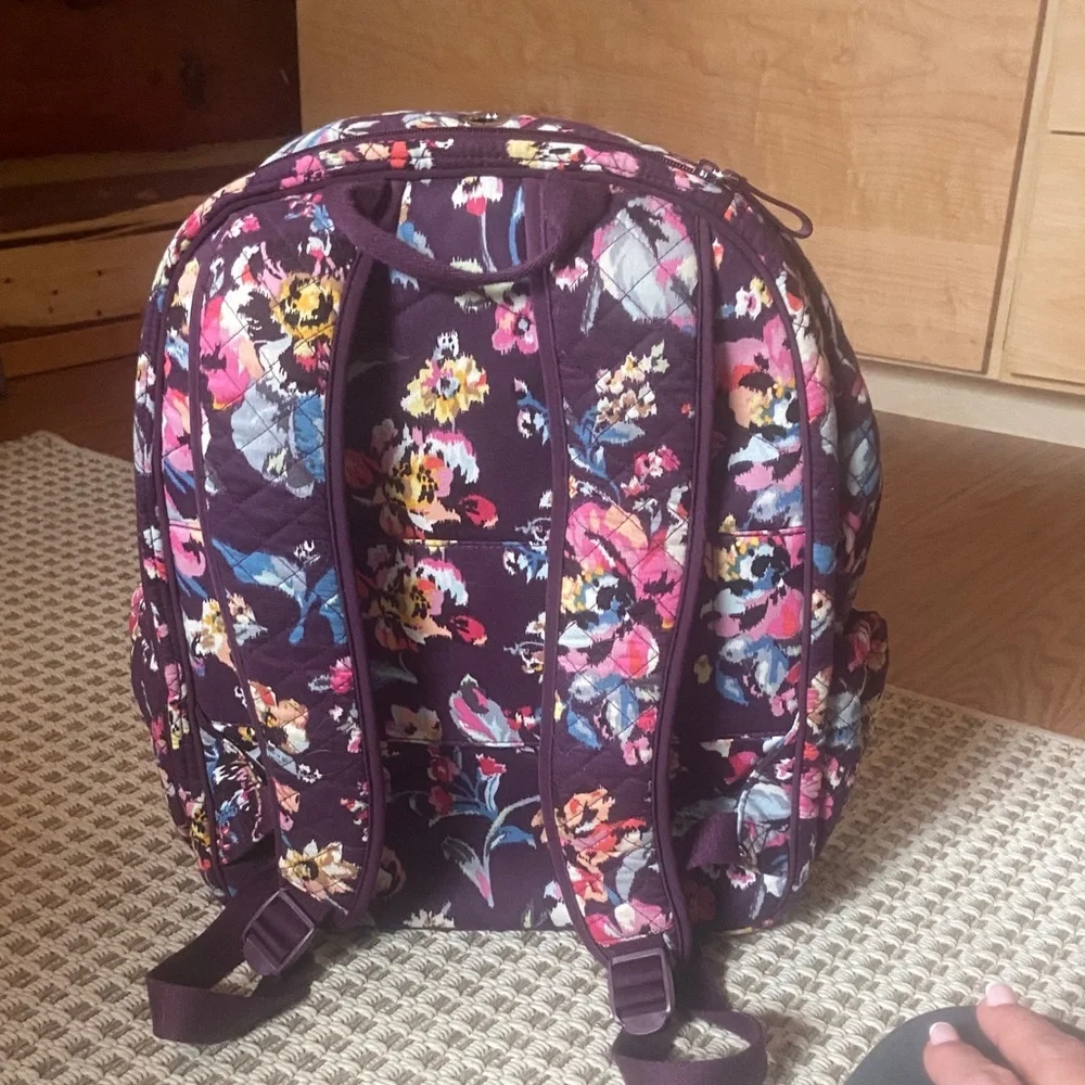 Vera Bradley Quilted Floral Backpack in Purple with Multicolor Flowers - Picture 3 of 9